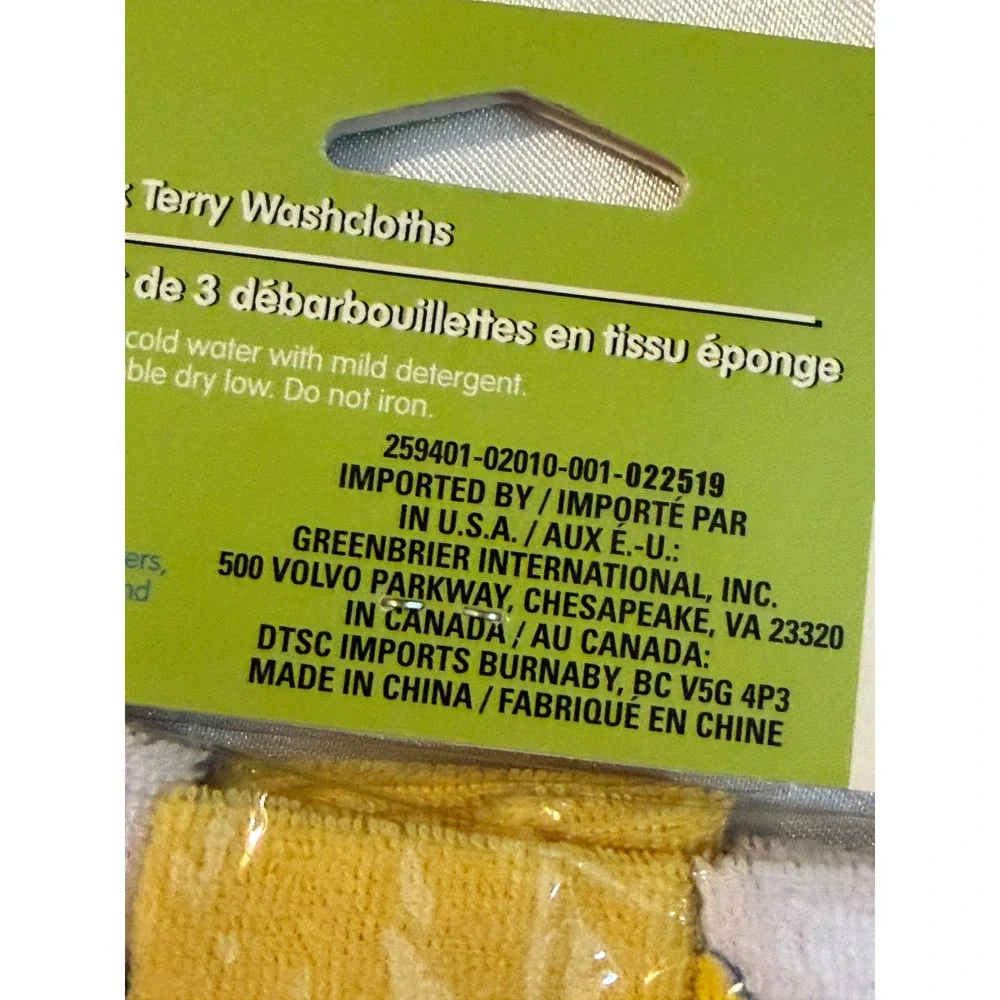 Sesame Beginnings Sesame Street Terry Washcloths 3 Pack Elmo Big Bird SB91578